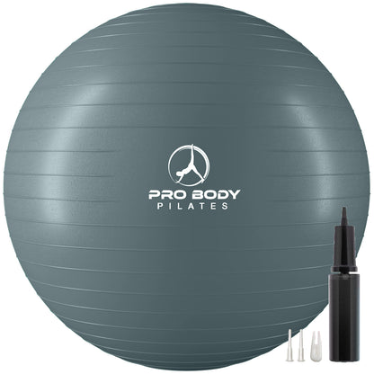 ProBody Pilates Yoga Ball - Fresh Colors Exercise Ball for Stability, Pregnancy, Workout, Physical Therapy & Birthing, Balance Ball Chair (Slate, 65 cm)