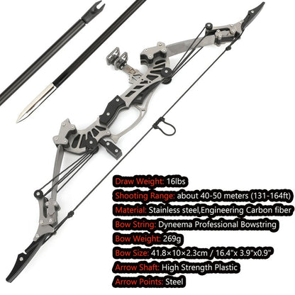 ZSHJGJR 6"/7.4"/7.9"/8.6"/8.8"/9.5"/16" Compound Bow Set Training Bow RH/LH for Archery Outdoor Sports Hunting Shooting Practice Cool Stuff Entertainment Fun Gift (16 inch Bow)