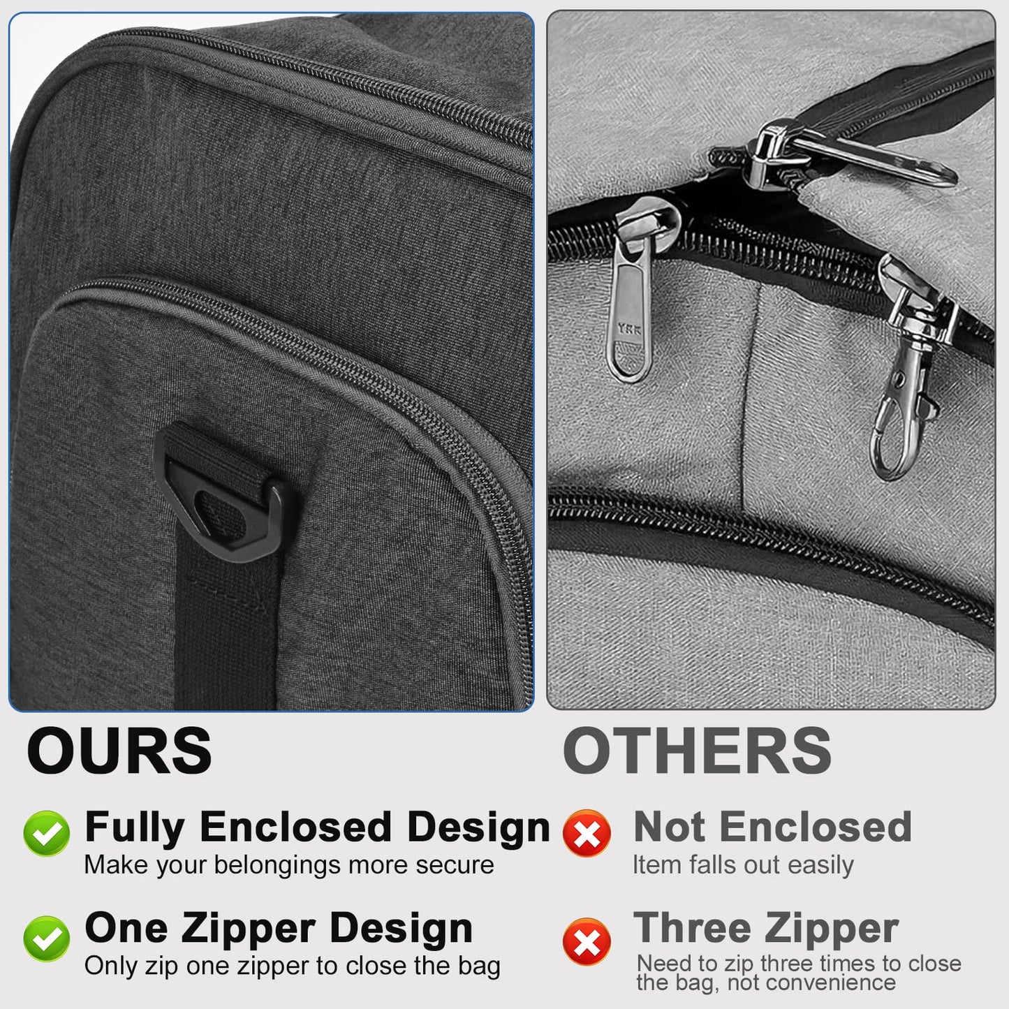 Vagtiivo Travel Garment Bag, 55L 2-in-1 Convertible Carry-On Suit Bag with Full-Zip 360-Degree Protection for Business Travel & Weddings, Hanging Suitcase Duffel Bag, Midnight Grey