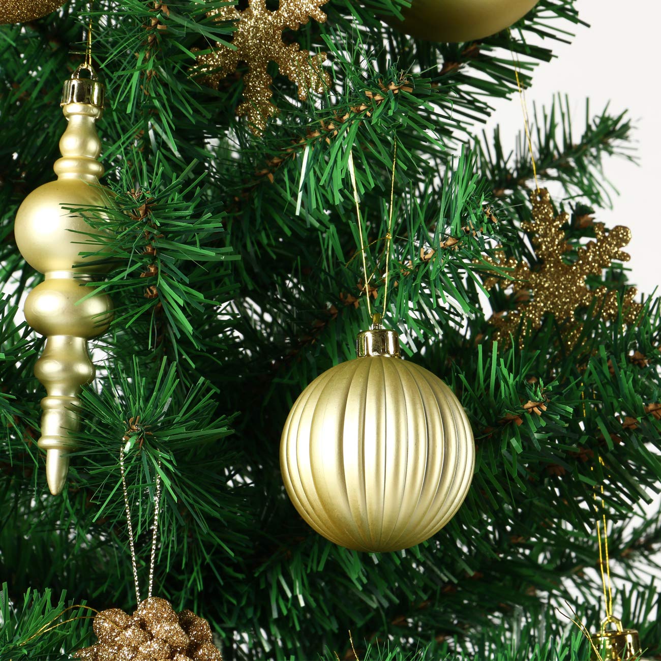 Sunnyglade 60ct Gold Christmas Tree Ball Ornaments Set Shatterproof Christmas Bling-Bling Hanging Decoration with Hand-held Gift Package for Xmas Tree Holiday Wedding Party (Gold)
