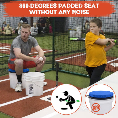 WarBull 5 Gallon Bucket Seat, 360-Degree Swivel Bucket Cushion, Padded Bucket Lid, for Baseball, Softball, Fishing and Hunting, Quiet, Comfortable, Waterproof, Blue