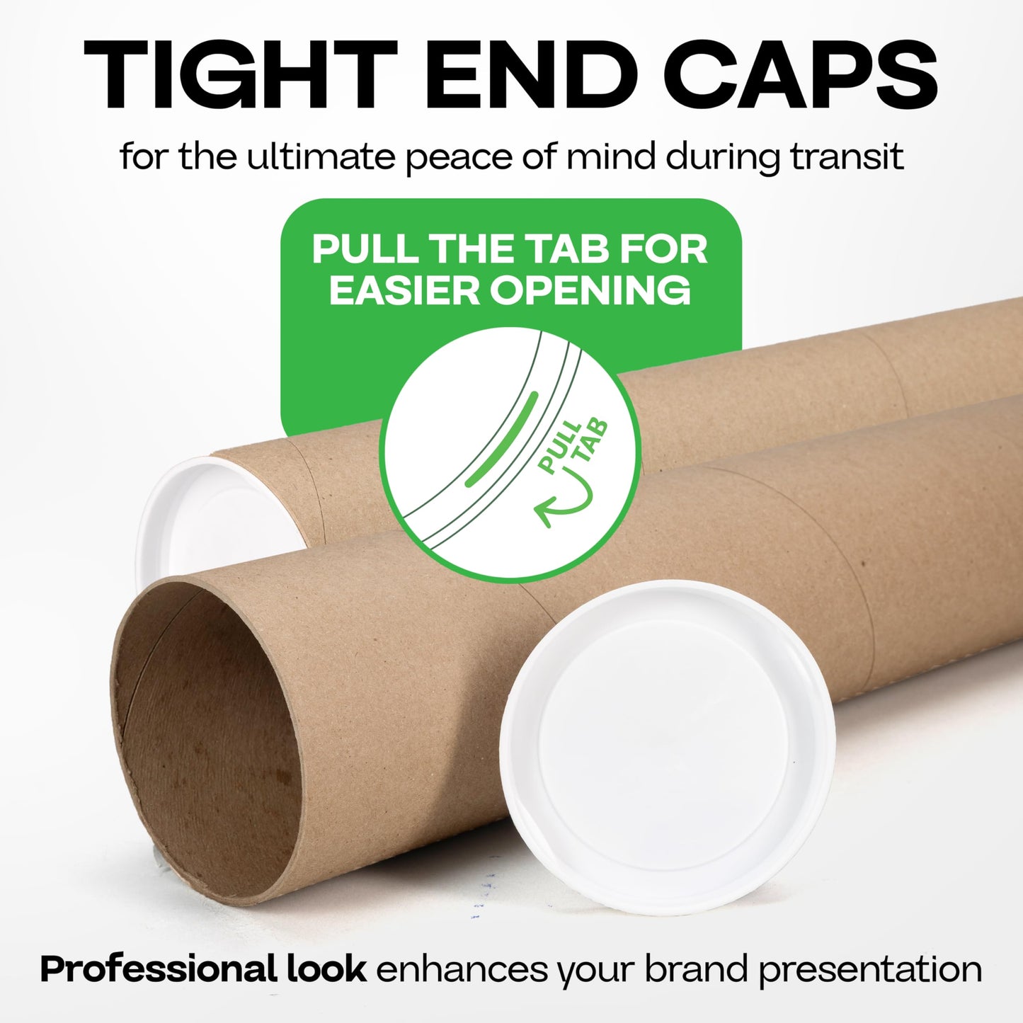 Cardboard Mailing Tube, 4" x 36" with Plastic Caps - USA-Made USPS Approved Poster Tube for Documents & Blueprints - Reinforced Mailing Cylinders for Shipping & Storage by IDL Packaging