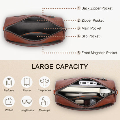 Genuine Leather Crossbody Purses Bag for Women,Travel Casual Handbag Bag, Small Shoulder Cross body Purse with Two Adjustable Straps(Brown)