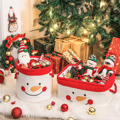 INough Christmas Gift Basket, Large Red Collapsible Storage Basket with Handles, Empty Holiday Basket for Gifts, Blankets, Baby Items and Home Christmas Decorations
