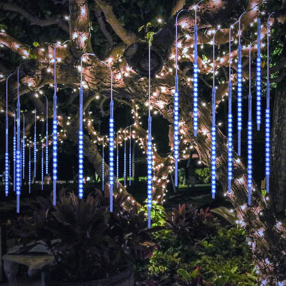 BlueFire Meteor Shower Lights, 540 LED 10-Tube 19.7" Waterproof Falling Rain Christmas Lights, Outdoor Icicle String Lights for Tree, Yard, Patio, Roof, Porch, Holiday Party Decoration (Blue)