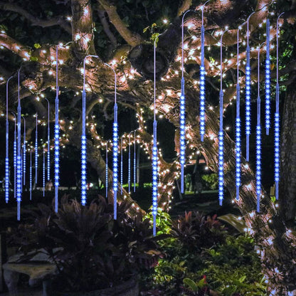 BlueFire Meteor Shower Lights, 540 LED 10-Tube 19.7" Waterproof Falling Rain Christmas Lights, Outdoor Icicle String Lights for Tree, Yard, Patio, Roof, Porch, Holiday Party Decoration (Blue)