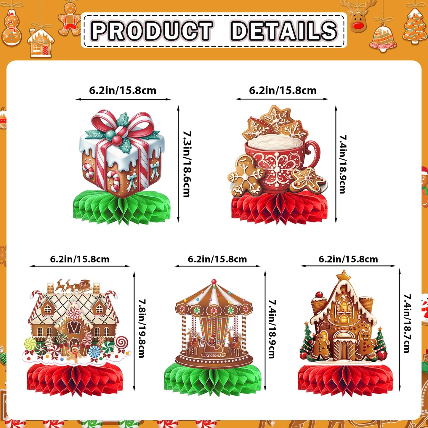 Happy Holidays Banner and Decorations - Gingerbread Christmas Banner and Decorations for Holidays