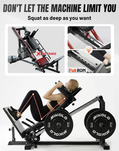 Mikolo Leg Press Hack Squat Machine, 30-Degree Compact Leg Press Machine for Home Gym, Hack Squat Machine with Removable Shoulder Pad, Lower Body Workout Equipment ( Combo Machine)