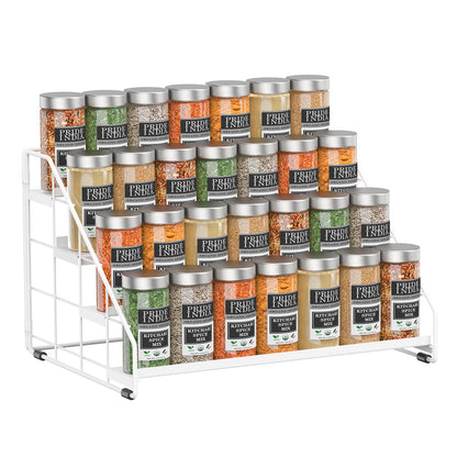 Spice Rack Organizer for Cabinet, 4 Tiered Spice Rack Organizer, Tiered Adjustable Spice Shelf for Kitchen Countertop Pantry Organization (Bright Black)