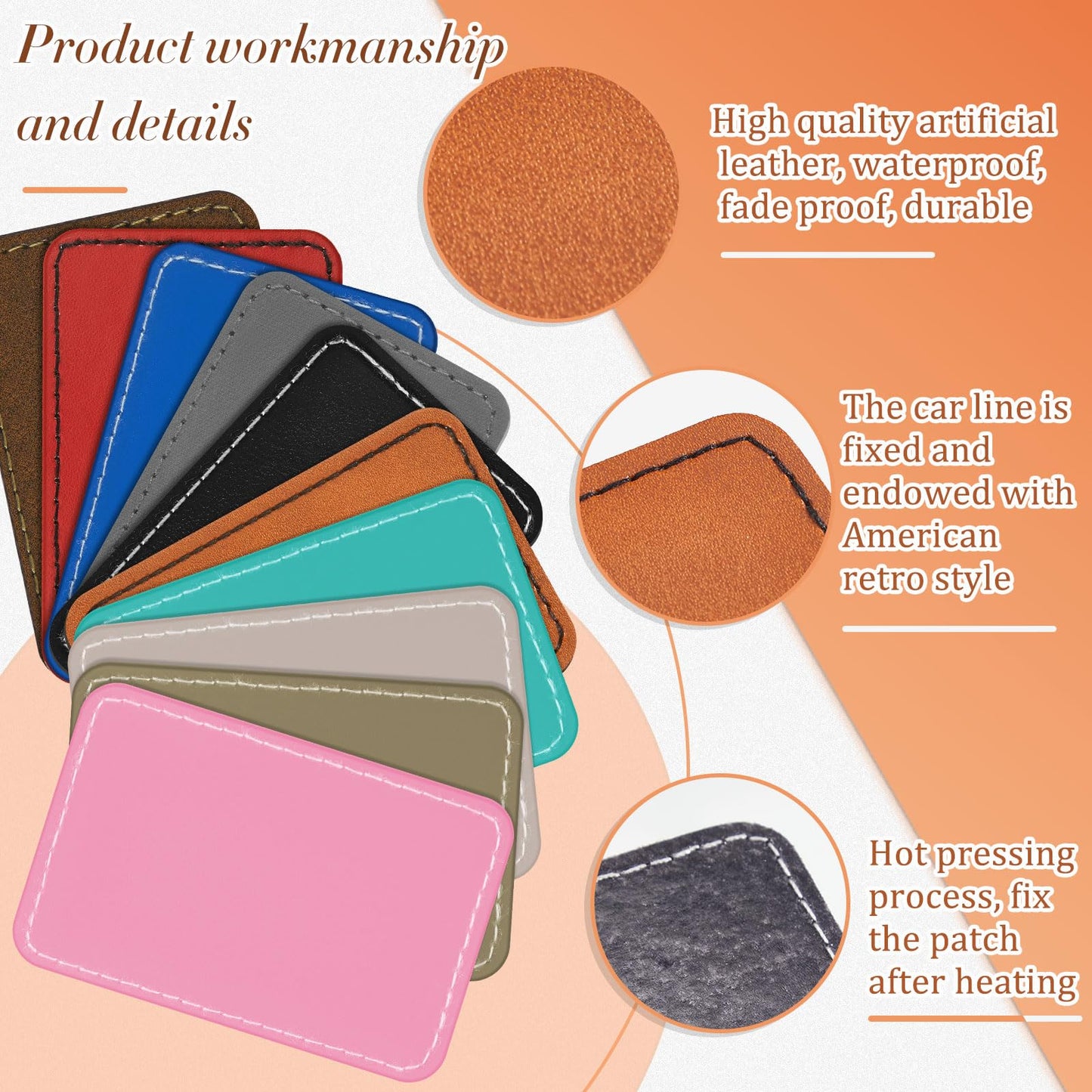 Dunzy 60 Pcs Leather Hat Patches Blank Leatherette Hat Patch with Adhesive Rectangle Laserable Leatherette Patch for Hats Custom Fabric Sew Laser Engraving DIY(Bright Colors,3.5 x 2.5 Inch)
