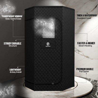 Opulencio Portable Sauna and Cold Plunge Combo - Spacious at Home Sauna Box with Ice Tub, Portable Steam Sauna Tent with 3L Steamer, Fast Heating with 9 Levels, Chair, Remote, 5.9' x 2.9' x 2.9'