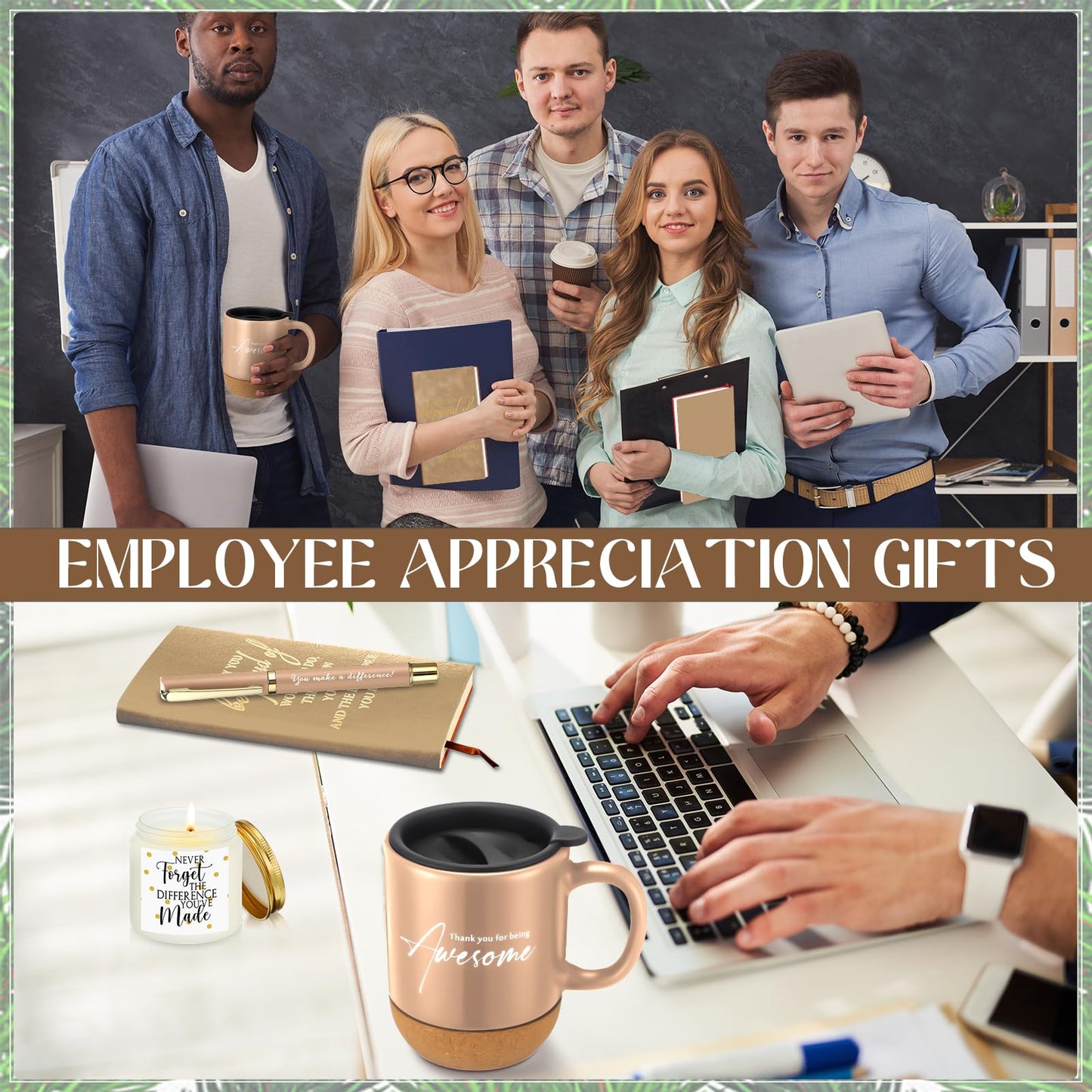Sayglossy 4 Pcs Thank You Gifts Set for Women Men Administrative Professional Day Employee Appreciation Notebook Coffee Mug Scented Candle Ballpoint Pen for Teacher Nurse Coworker Volunteer