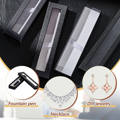 Colarr 36 Pcs Pen Gift Box Empty Ballpoint Pen Box with Cushion Clear Lid Jewelry Display Case for Gift Collection Office Supplies Birthday Souvenir Presentation Christmas (Black)