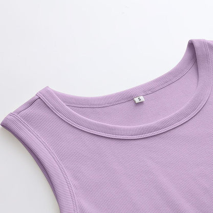 ANRABESS Womens Sleeveless High Neck Tank Tops Fashion Summer Casual Basic Slim Fit Ribbed Racerback Top Shirt Clothes Light Purple X-Small