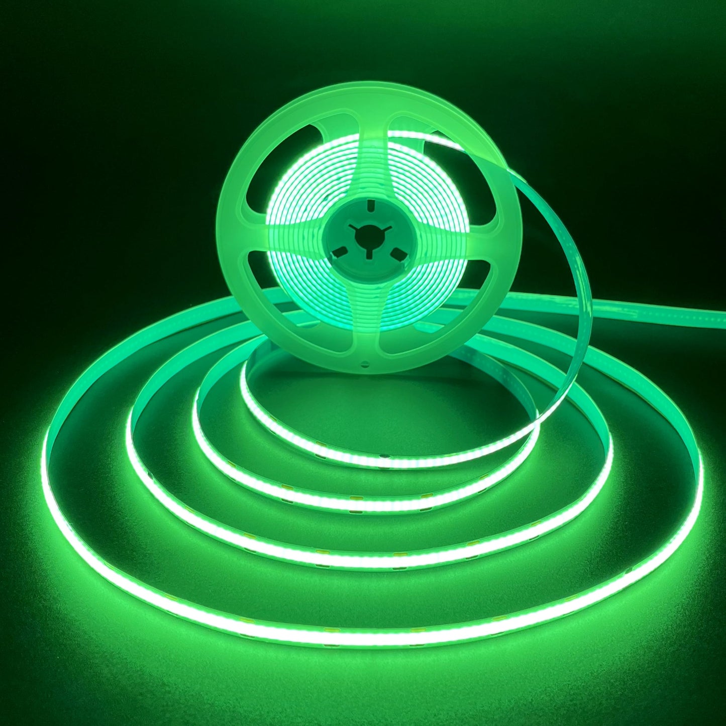 HAMRVL COB LED Strip Lights Green,DC12V 16.4ft/5M 320leds/M CRI90 Flexible LED Tape Lights 8mm, for Indoor Home Cabinet, Bedroom, Kitchen, Stage, Backlight DIY Lighting (Without Power Supply)