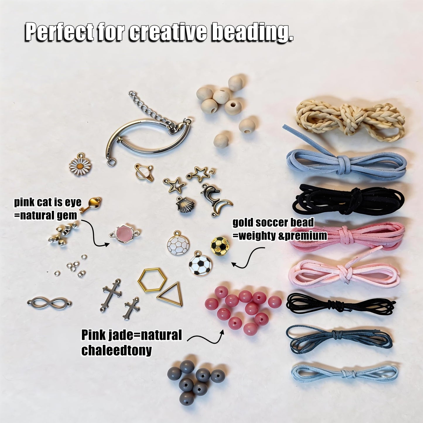 Xenolog Bracelet Making Kit – Pink Leather & Faux Suede Cords with Soccer Charm, 2026 Metal Charms, Jade & Wood Beads – DIY Friendship Bracelet Kit for Teens Girls Adults – Unique Gift for Soccer Fans & Graduation