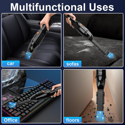 Libershine Handheld Vacuum Cordless Rechargeable, 9500PA Car Vacuum Cleaner Strong Suction, Car Vacuum Portable Cordless with 150ML Dust Cup, Stand for Car, Home, Office