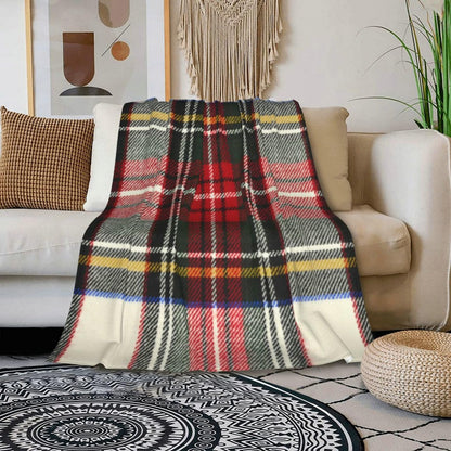 HGOD DESIGNS Scottish Tartan Red and White Wool Plaid Pattern Flannel Fleece Bed Blanket Throw Blanket Lightweight Cozy Plush Blanket for Bedroom Living Rooms Sofa Couch 50"x60"
