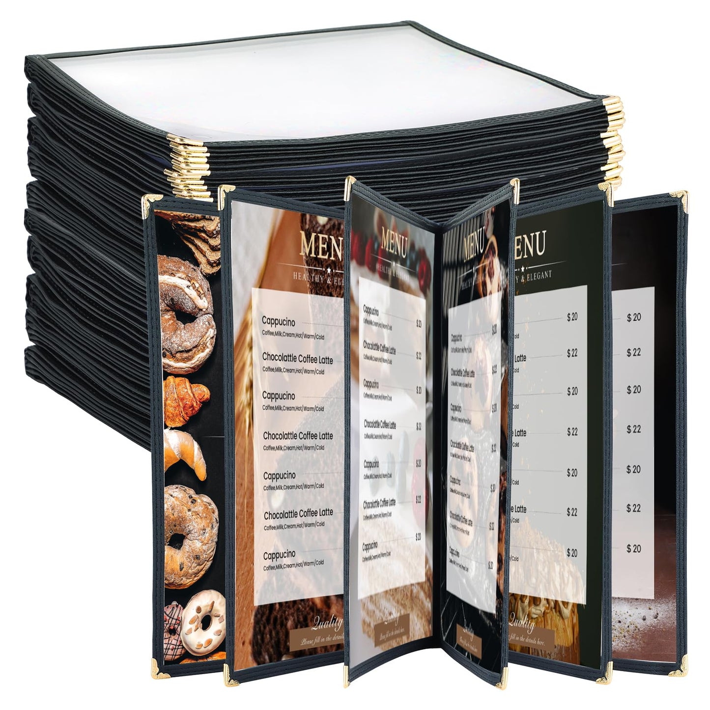 AMGSH 8.5 x 11 Inch Menu Covers, 10 Pack 6 Page 12 View Menu Sleeves Clear View Menu Holder for Kitchen, Restaurant Supplies, Drink, Wine Menu