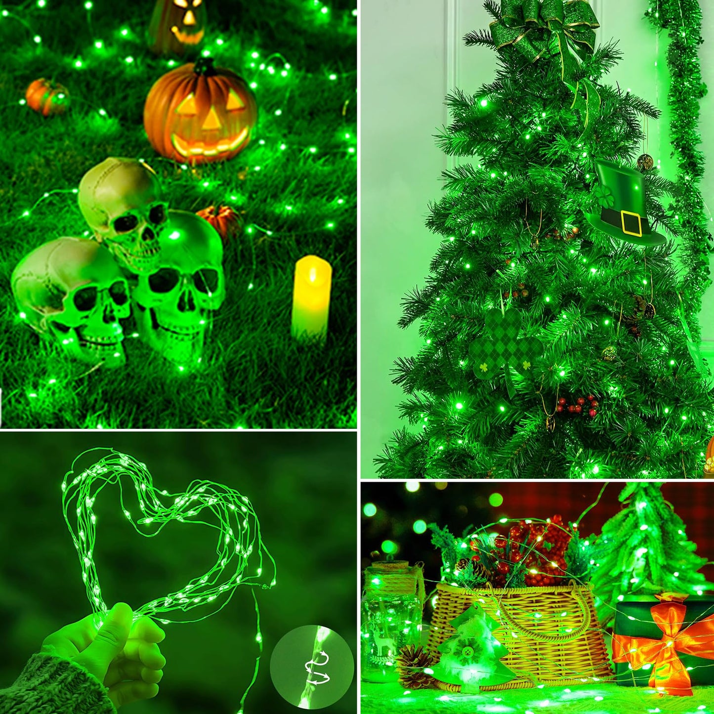 kolpop 5 Pack Fairy Lights Battery Operated with Timer, 50 LED Mini String Light Battery Powered, Green Tiny Lights for Indoor Wedding Decorations