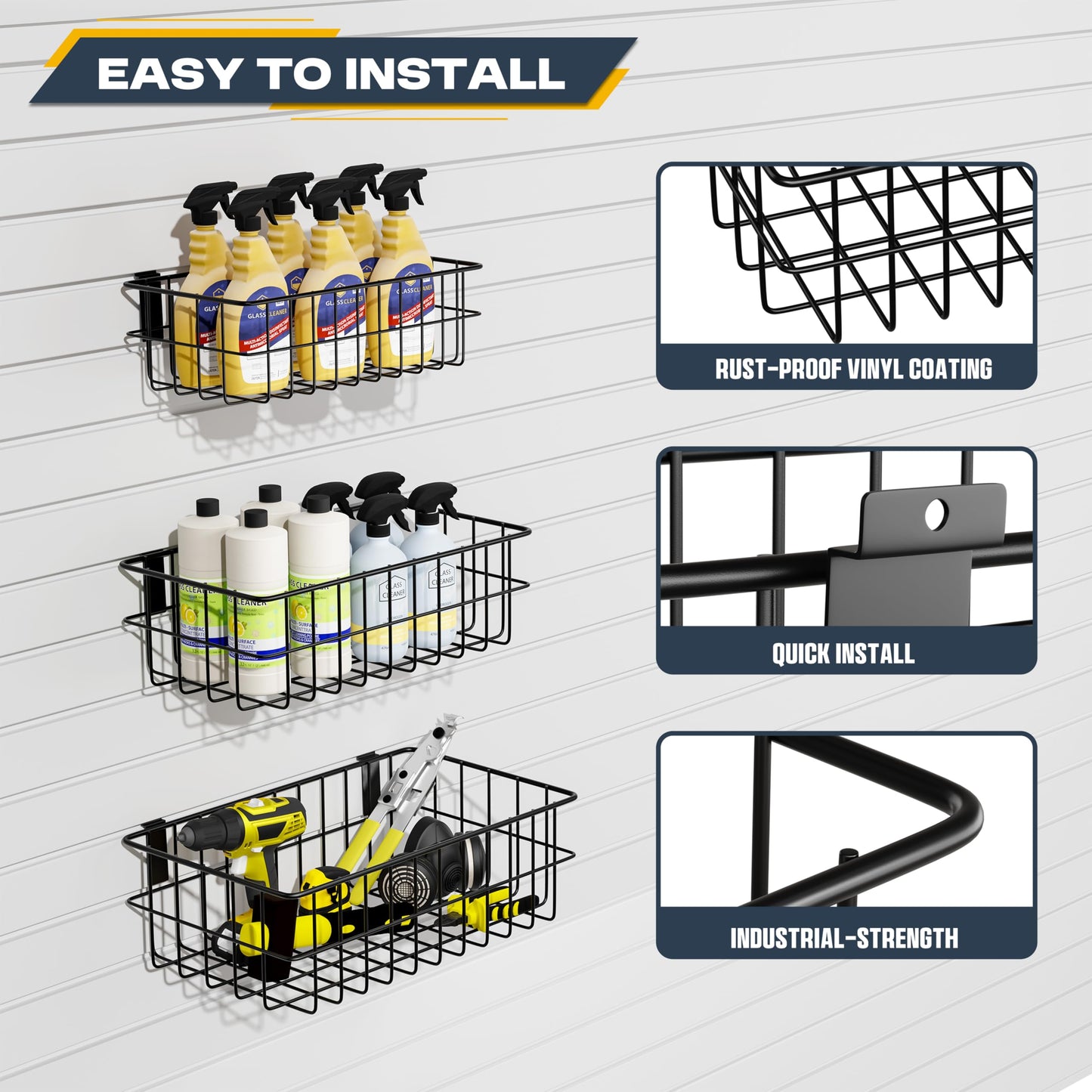 FOFARY 35Pcs Slatwall Accessories Kit, with Slatwall Hooks, Baskets, Shelves, Bins, Heavy Duty Slat Wall Accessory for Garage Organization, Workshop & Utility Room
