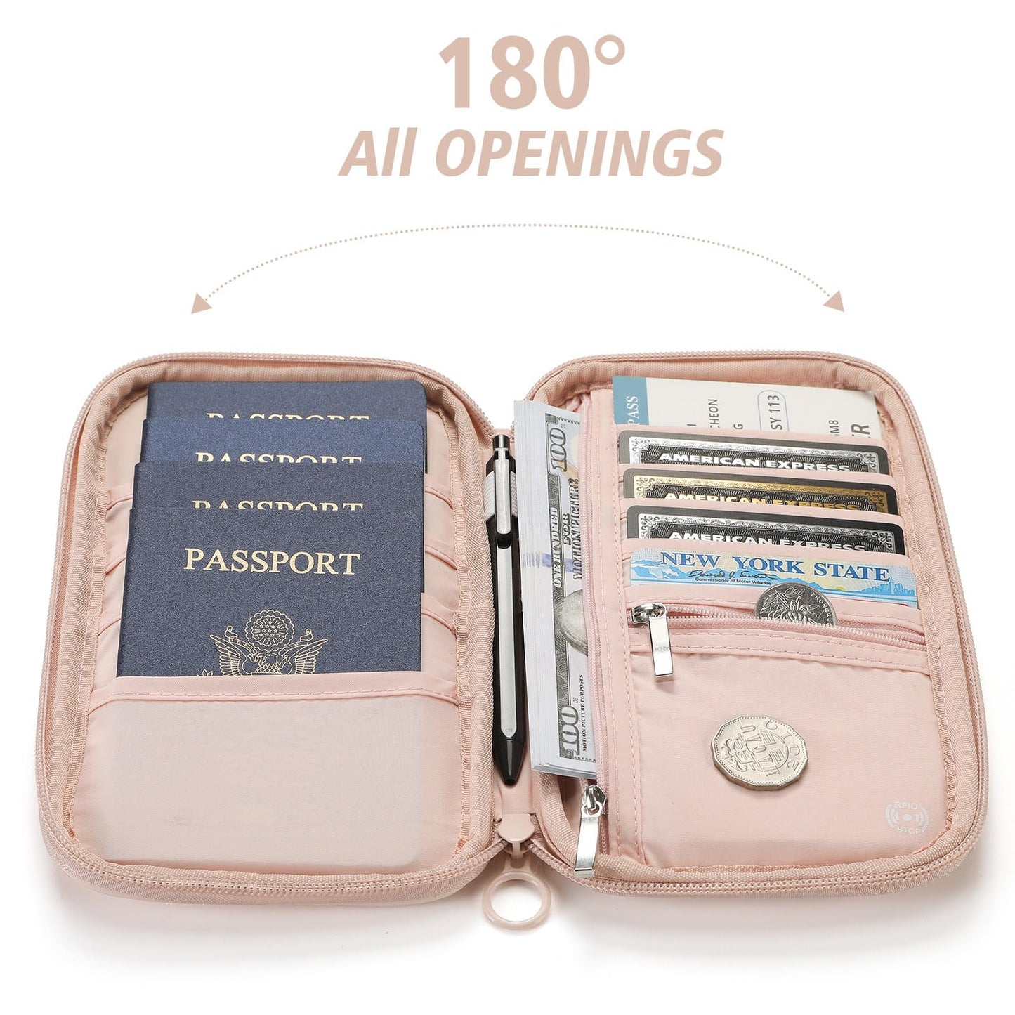 SEPWIK Travel Passport Wallet RFID Family Passport Holder with Hand Strap, Waterproof Travel Document Organizer for Credit Card, Boarding Pass, ID, Money, Flight Tickets Scandihome Series