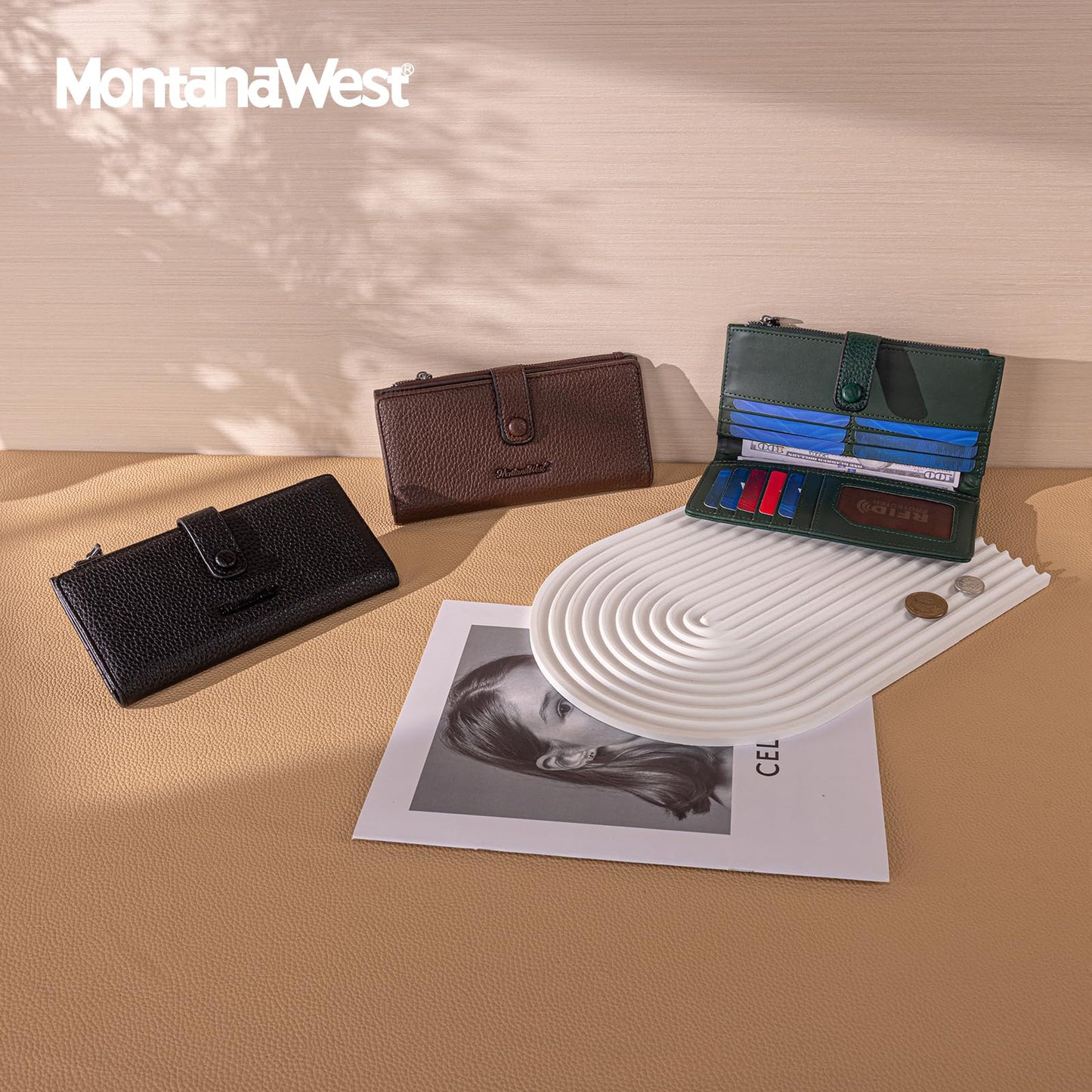Montana West Women's Wallet Bifold RFID Blocking Wallets Large Capacity Card Holder Wallets with Zipper Coin Pocket