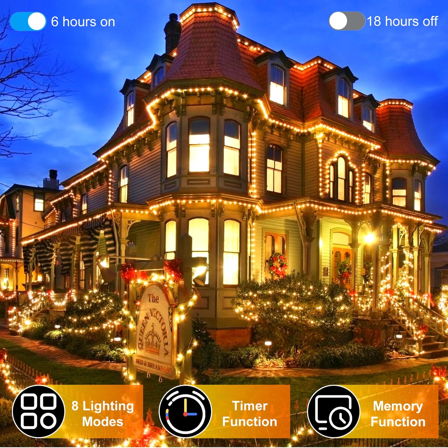 509FT Christmas Lights Outdoor 1350 LED Christmas Tree Decorations Lights with 8 Modes & Timer Memory, Plug In Clear Wire Waterproof LED Xmas Lights for Yard Trees Wedding Party Holiday (Warm White)