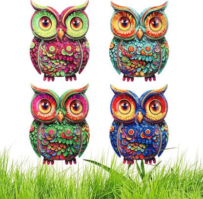 Junware Metal Owl Wall Decor, 4Pcs Owl Iron Wall Art Sculptures Hanging Sculpture Decoration. Outdoor Fence Art for Home Garden, Fence, Patio, Yard, Bedroom Outside Gifts for Adults
