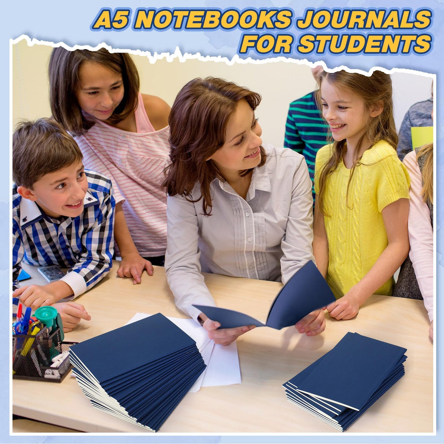 Mimorou 100 Pcs Journals Notebooks Bulk - Kraft Softcover A5 Small Notebooks 5.5 Inch x 8.3 Inch Notepads with 60 Page 30 Sheet for Writing Sketch Travel Office Supplies(Navy Blue,Lined)