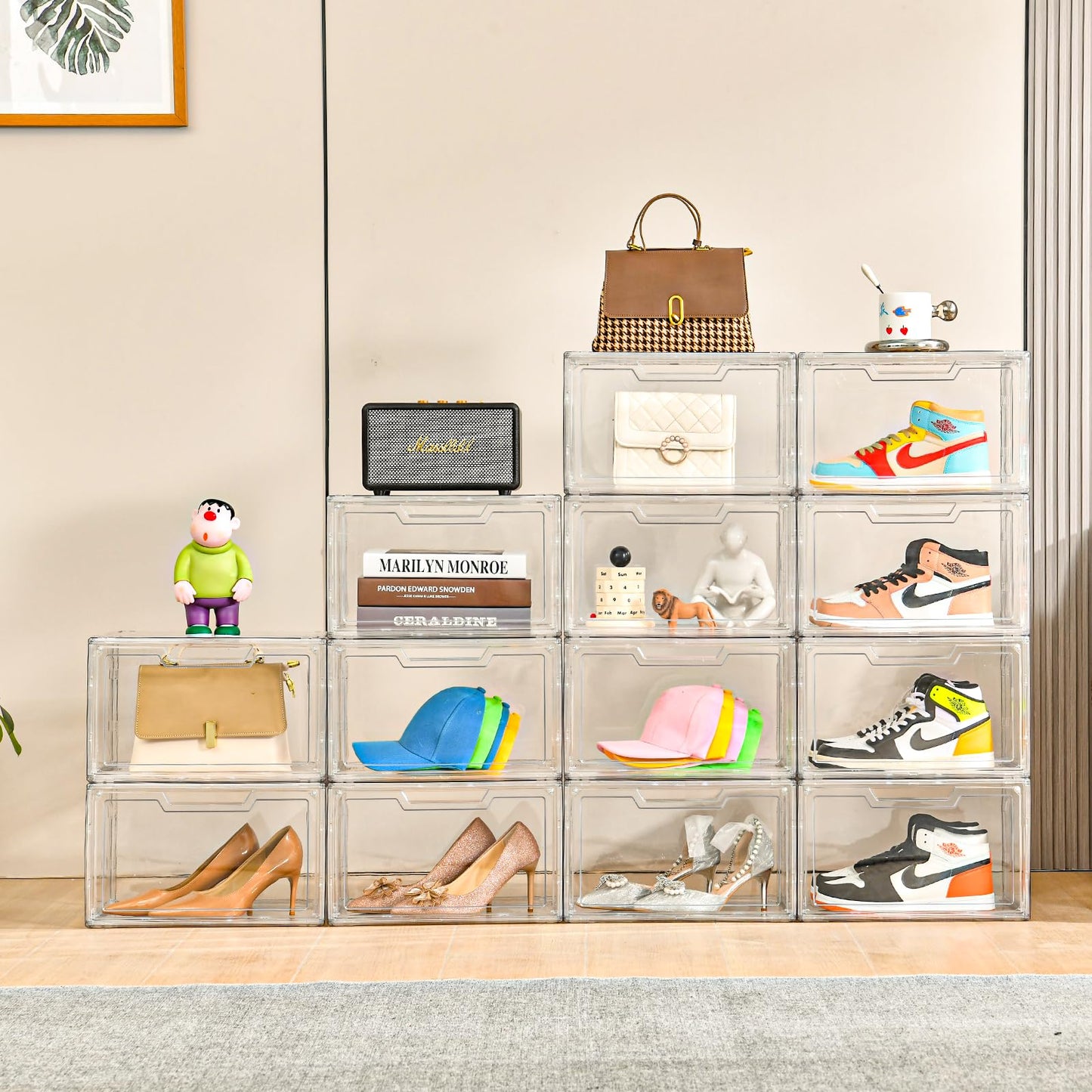 KOKOIN Magnetic Acrylic Clear Shoe Boxes – 360° Transparent Stackable Sneaker Storage & Organizer Box, Professional Shoe Display Case & Multipurpose Storage Bin for Closet (5pcs)