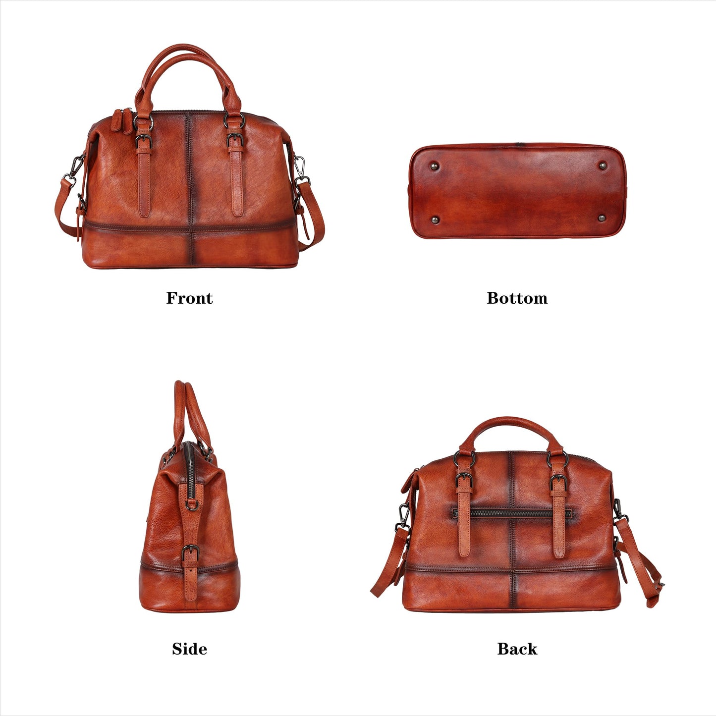 HESHE Brown Leather Purses and Handbags Tote Bags Top Handle Handbags Shoulder Purse for Women Ladies Satchel Bags (Brown)