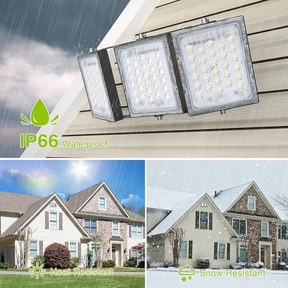STASUN LED Flood Light Outdoor, 150W 13500lm Outdoor Lighting, 6000K Daylight White, IP66 Waterproof Outside Floodlight Exterior Security Light with 3 Adjustable Heads for Yard, Street, Parking Lot