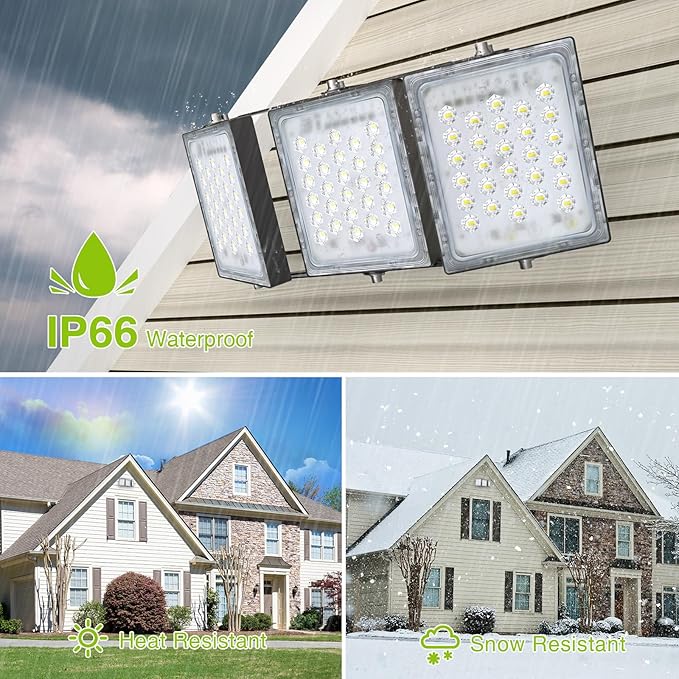 STASUN 150W Dimmable LED Flood Light, Outdoor Area Lighting, IP66 Waterproof Exterior Floodlight Commercial Security Light, 6000K Daylight White, 3 Adjustable Heads for Yard, Street,Parking Lot