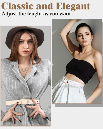 SATINIOR 5 Pack Women Leather Belts for Jeans Ladies Waist Belt Women's Belt with Pin Buckle for Pants Dress(S: Fit Waist 25-30 Inches)