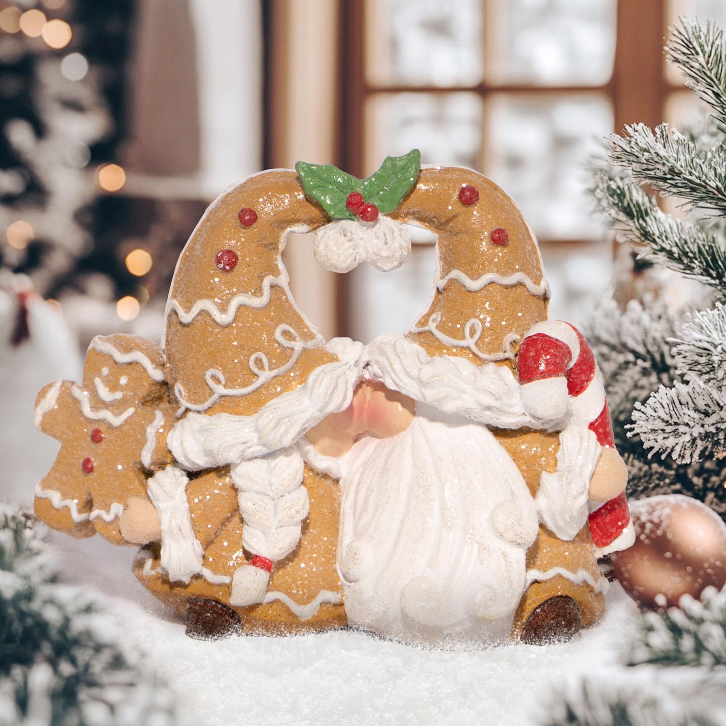 Hodao Christmas Gingerbread Gnome Decoration Xmas Elf Figurines Winter Decor Handmade Scandinavian Tomte Gnome for Xmas Decor Gingerbread Gifts - Christmas Day Party Home Decor