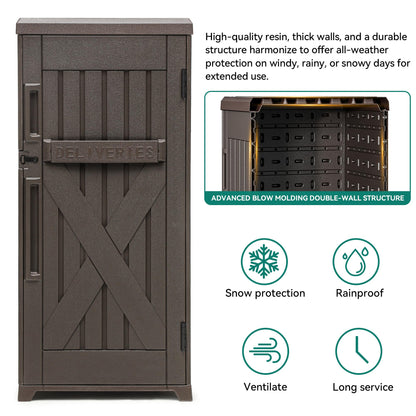 YITAHOME 60 Gallon Large Package Delivery and Storage Box, Double-Wall Resin Outdoor Package Delivery and Waterproof Deck Box for Porch, Curbside, 8.5 Cubic feet, Brown