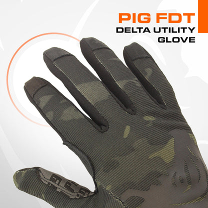 PIG FDT Delta Utility Gloves, Touchscreen Compatible, High Dexterity for Shooting Sports, 1 Pair, Multicam Black, Small