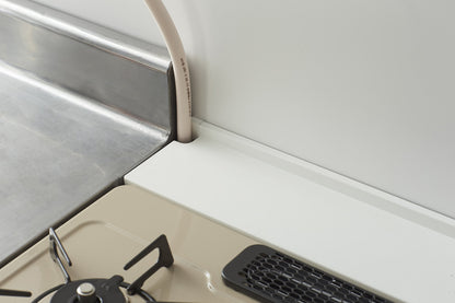 Yamazaki 3487 Stove Deep Gap Rack, White, Approx. W 22.8 x D 4.3 x H 7.7 inches (58 x 11 x 19.5 cm), Plate, Kitchen Rack, Back of Stove, Cover