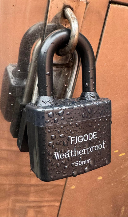 FIGODE® Outdoor Waterproof Padlocks, Covered Heavy Duty Laminated Steel Locks, Large Sturdy Locks, 2.2 in. Wide, 3 Locks Same Key, Long Padlocks