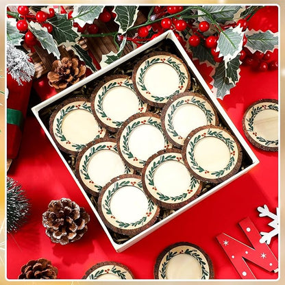 Blulu 24 Pcs Christmas Pictures Frame Ornaments Bulk Rustic Wooden Photo Ornaments Hanging Picture Frames Christmas Memories Gifts Keepsake for Tree