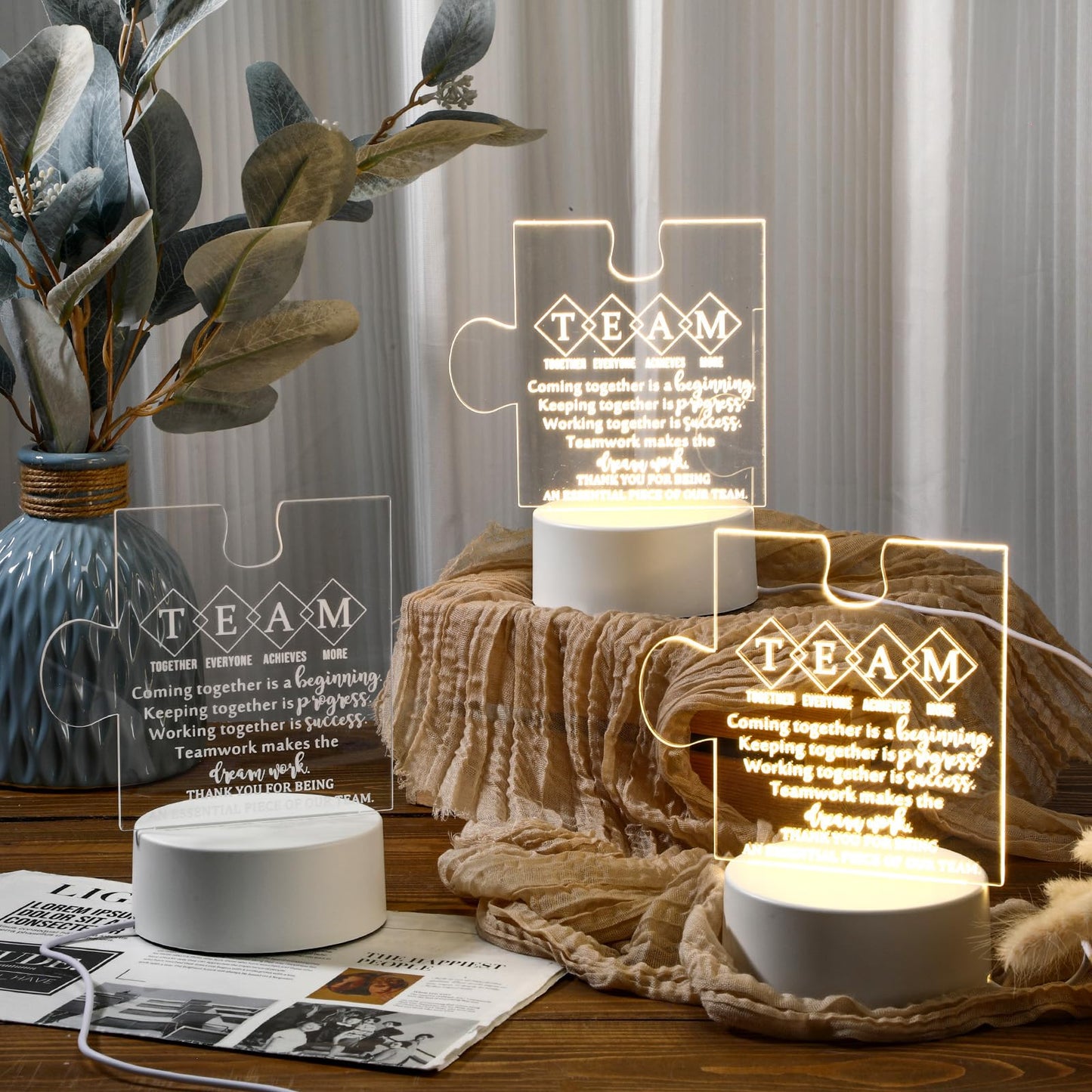 Sumind 6 Pcs CNA Week Gifts Bulk for Nurse Acrylic LED Night Light Lamp Team Appreciation Inspirational Thank You Gifts for Nurse Women Team Office Staff Employee Coworker