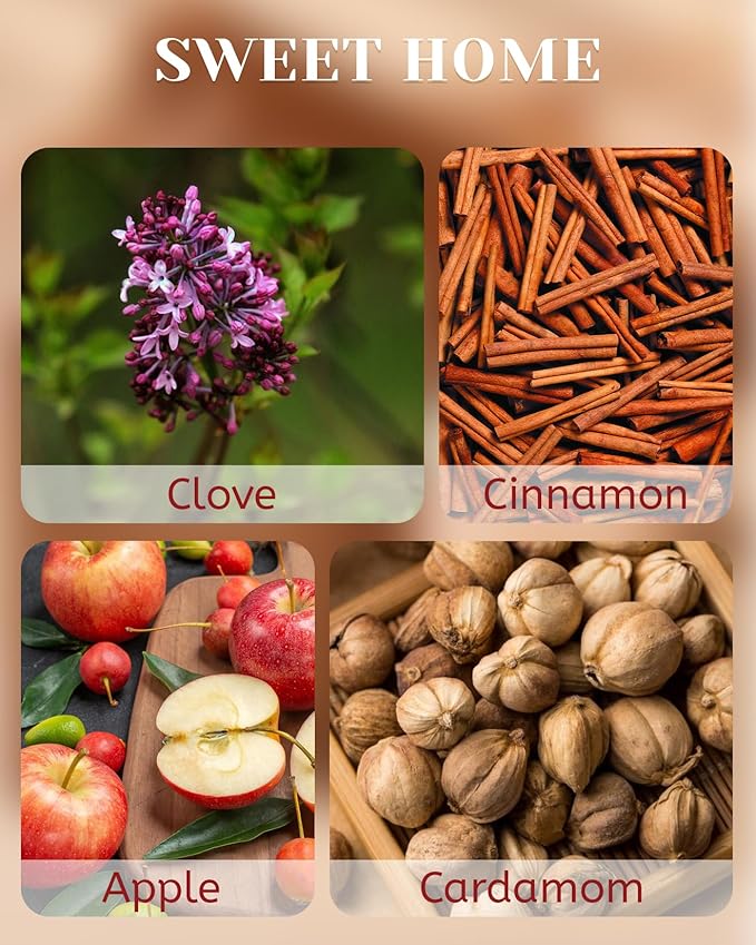 M&SENSE Cinnamon Apple Scented Wooden Wick 18oz Sweet Home Winter Scented Clean Natural Soy Wax Candle, 100 Hours Burn Aromatherapy Large Candle for Christmas Housewarming Bathroom Bedroom