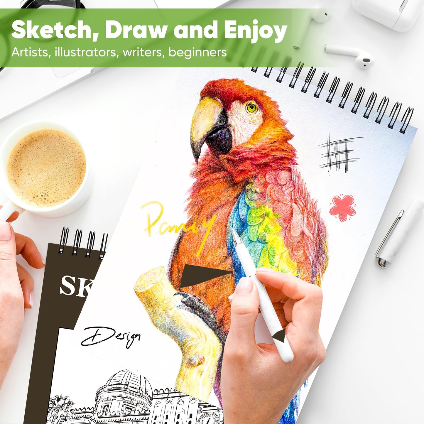Soucolor 9" x 12" Sketch Book 100 Sheets, Acid Free (68lb/100gsm) Artist Drawing Paper Book Painting Sketching Pad, Classroom Must Haves Supplies for Teacher Student, Back to School Supplies