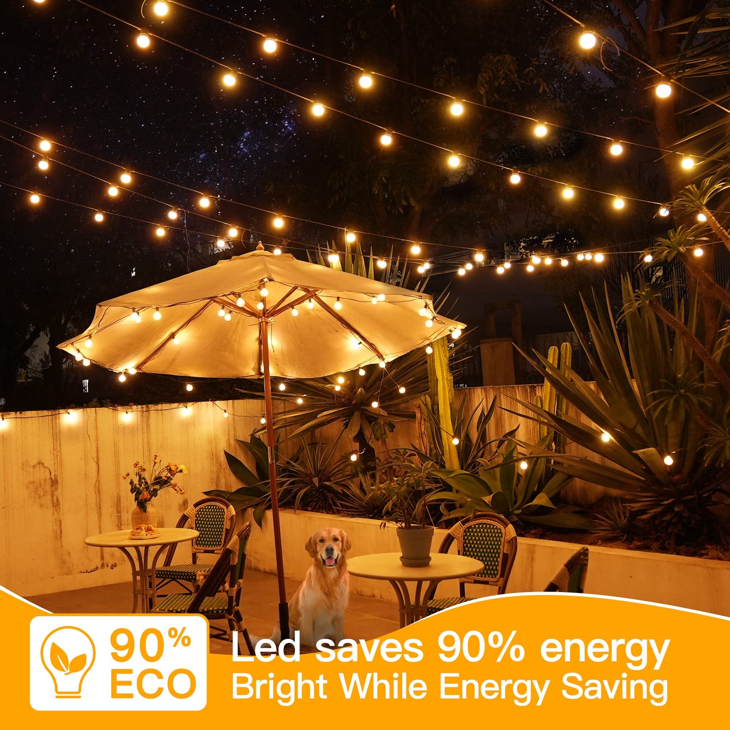 Ollny 150FT Outdoor String Lights, Waterproof Connectable Shatterproof Outside Light with 75 Edison + 4 Spare LED Bulbs Plug in, Patio Lights for Indoor Balcony Porch Camping Deck