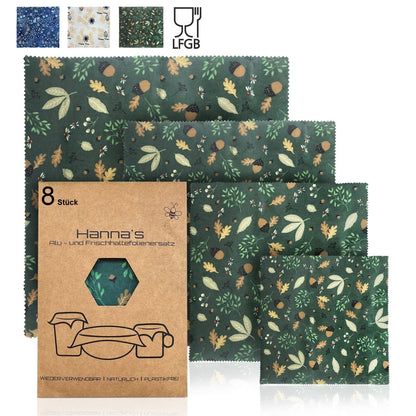 Set of 8 Beeswax Cloths for Food I Beeswax Wrap I Beeswax Cloth I Oilcloth I Reusable Oilcloths I Wax Paper Zero Waste I Cling Film Reusable