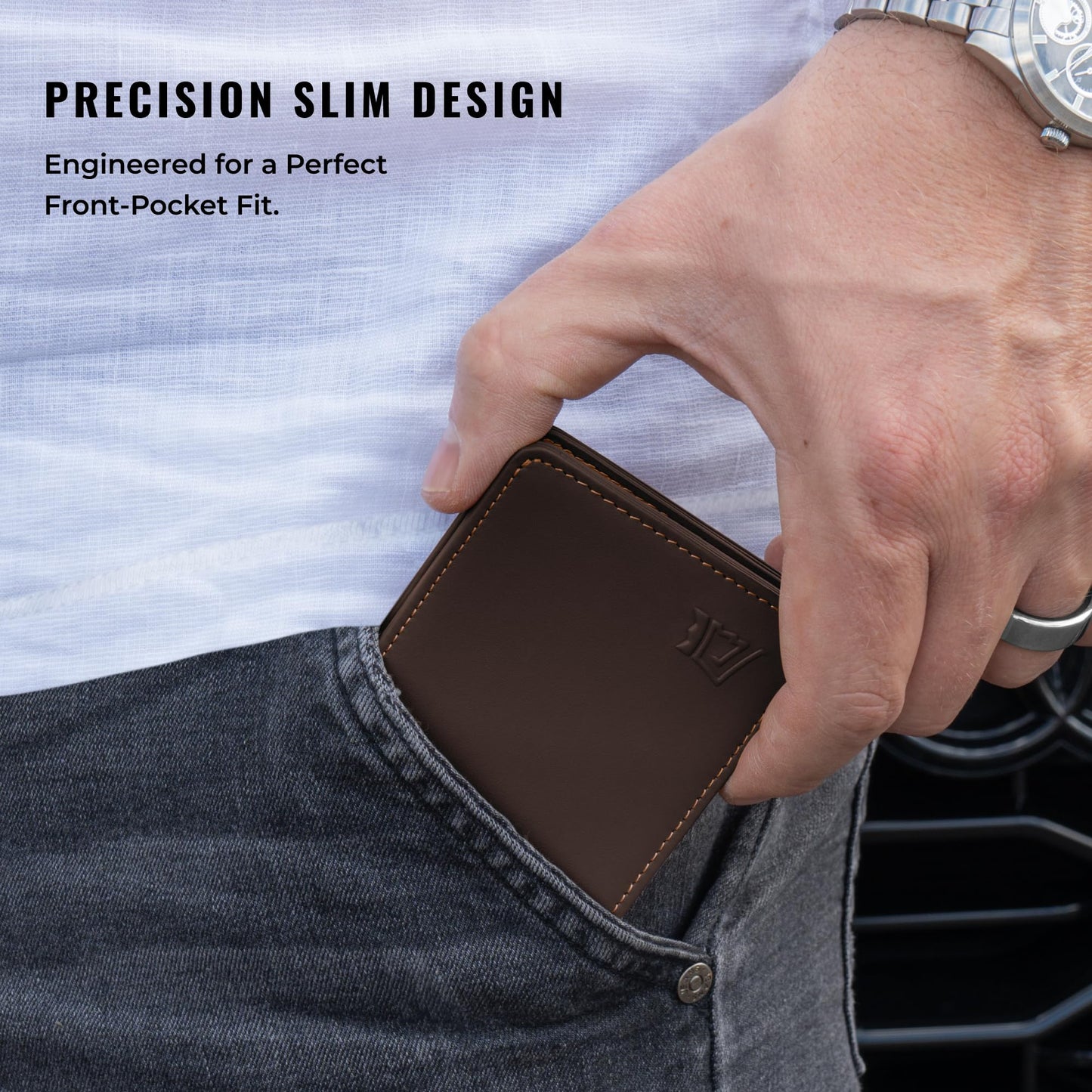 Kings Loot Wallet for Men | Minimalist Slim RFID Blocking Leather Design with Cash Pocket & Card Pull Strap | Holds 1-15 Cards | Stylish & Durable Wallets (Umber)