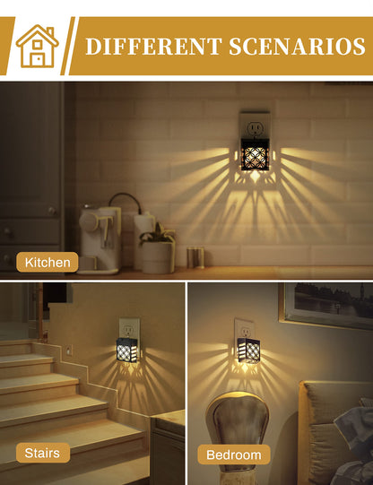 Night Light, Nights Lights Plug Into Wall [2 Pack], Plug in Night-Light, Nightlight, Dusk to Dawn Sensor, Adjustable Brightness Nightlights for Bathroom, Hallway, Stairway, Soft White
