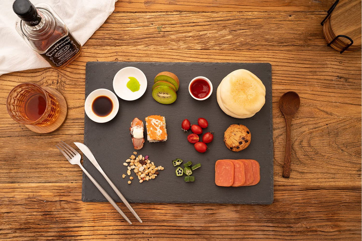 WLWNWFT 2 Pcs 16x12in Large Slate Cheese Boards Slate Board, Cheese Tray Serving Tray Serving Stone Tray Platter Pacemat with 2 Chalks Christmas