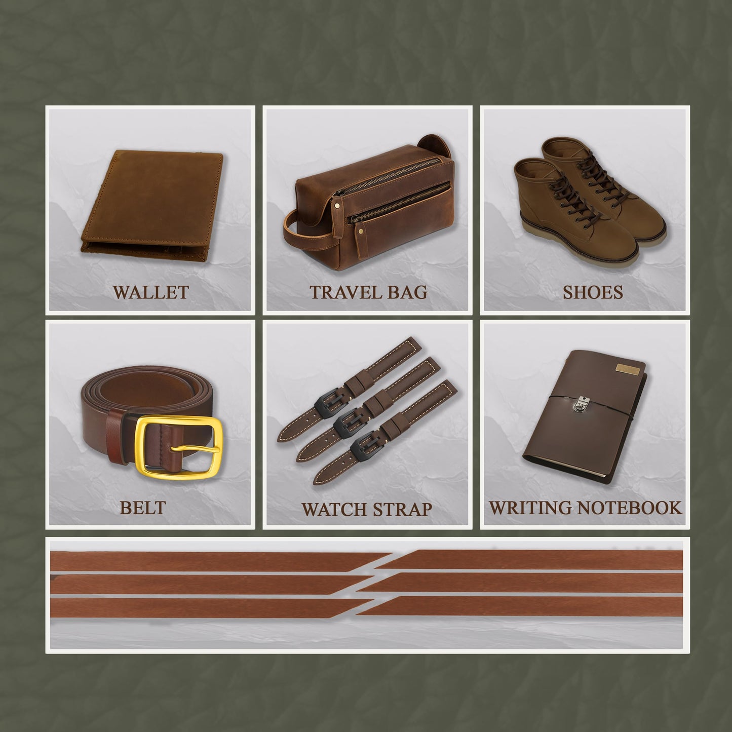 Wanderings 12" x 24" Genuine Leather Sheet + 36" Leather Cord – Premium Full Grain Vegetable Tanned Tooling Leather for Crafting Wallets, Jewelry, Straps, Earrings, Covers & DIY Projects